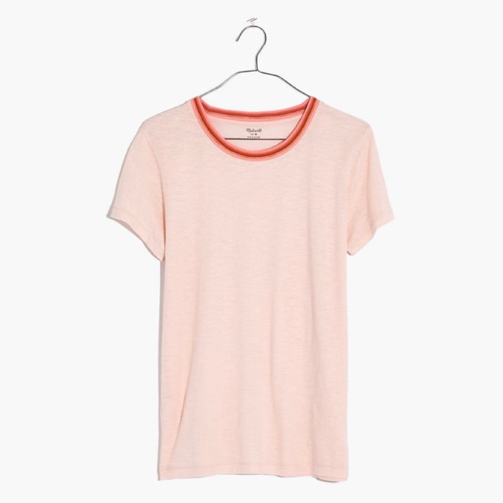 Madewell Whisper Cotton Ringer Tee in Lucid Pink